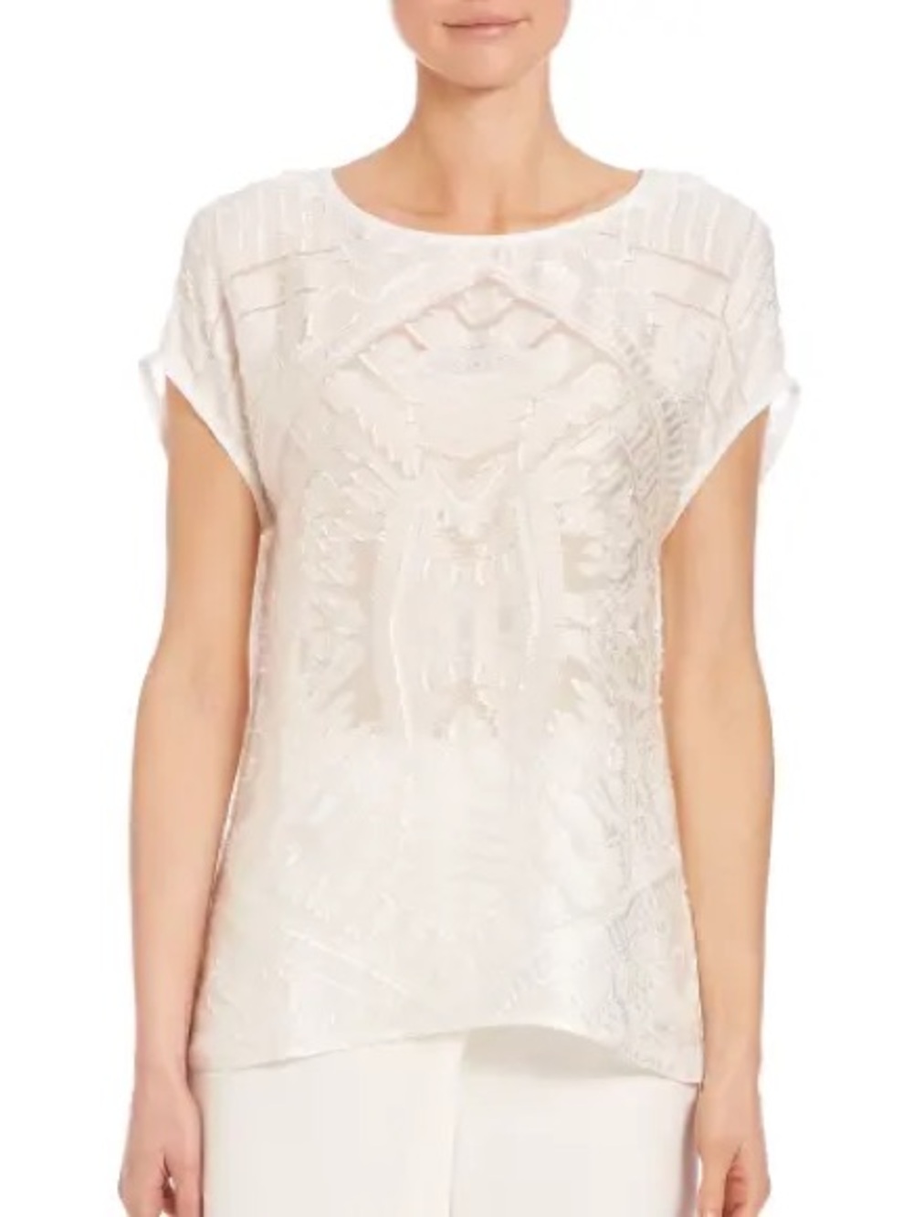 Lafayette 148 Nadette Blouse Size S White Silk Saks Fifth Avenue Worn Once